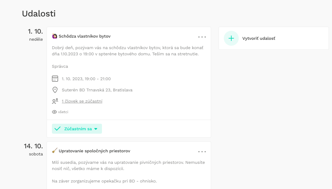 Ukážka portálu pre SVB/BD Susedia.sk Ukázka portálu pro SVJ/BD Sousedé.cz