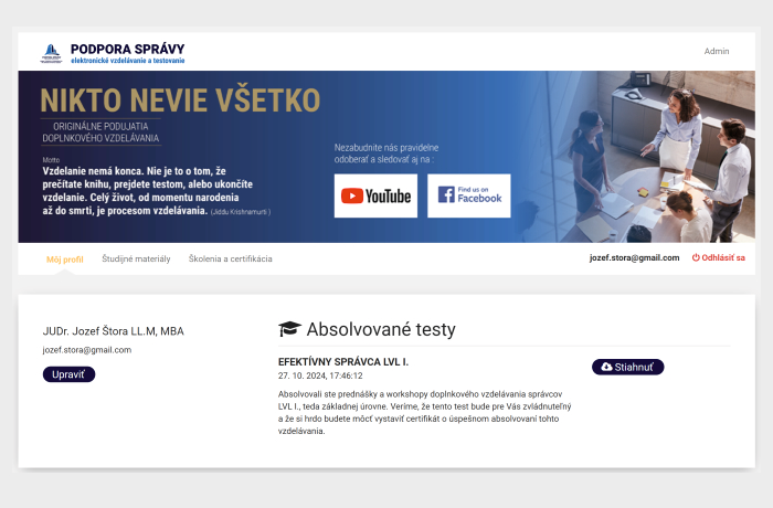 TESTUJTE BEZPLATNE SVOJE VEDOMOSTI A VZDELÁVAJTE SA